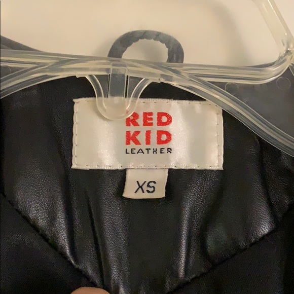 Red Kid 100% Genuine Leather Black Jacket - Picture 2 of 4